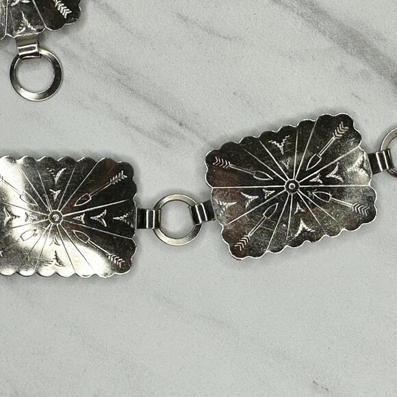Vintage Southwestern Concho Silver Chain Belt XS/Small (XS/S) Western Boho ✨ - Picture 5 of 11